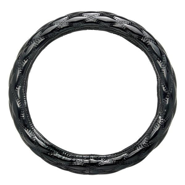 6910-05BK BONFORM シャイニーキルト ハンドルカバー Mサイズ（ハンドル直径38-39cm） カラー:ブラック キルト調タイプ