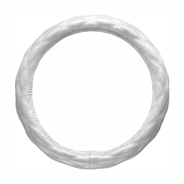 6910-05WH BONFORM シャイニーキルト ハンドルカバー Mサイズ（ハンドル直径38-39cm） カラー:ホワイト キルト調タイプ