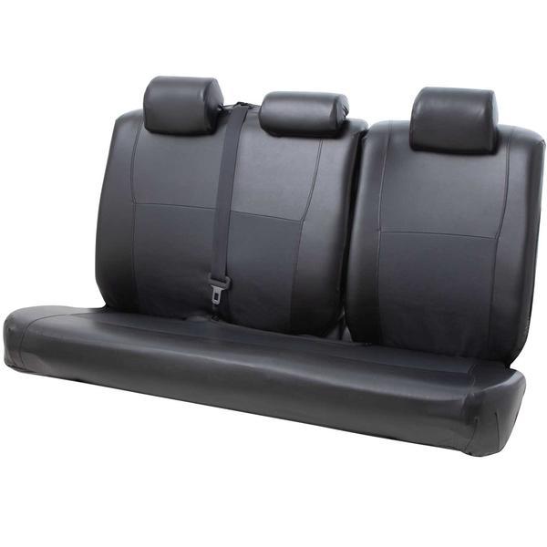 4041-64BK BONFORM シートカバー レザーマッチ 軽/普通車用 リア用フリー6:4分割 抗菌防臭 枕カバー3個付 伸縮レザー生地 カラー:ブラック