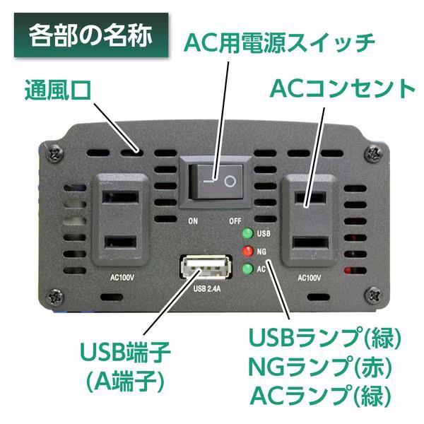 SIV-300 Meltec インバーター USB＆コンセント 静音タイプ DC12V