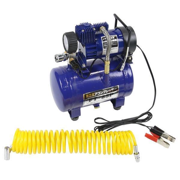 FT-35P Meltec ミニエアーコンプレッサー タンク付 オイルレス方式 DC12V用 設定圧力:800？ エアータンク容量:3.5L