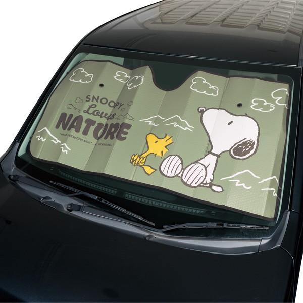7589-01GN BONFORM サンシェード スヌーピーネイチャー フロントガラス用 130x60cm グリーン