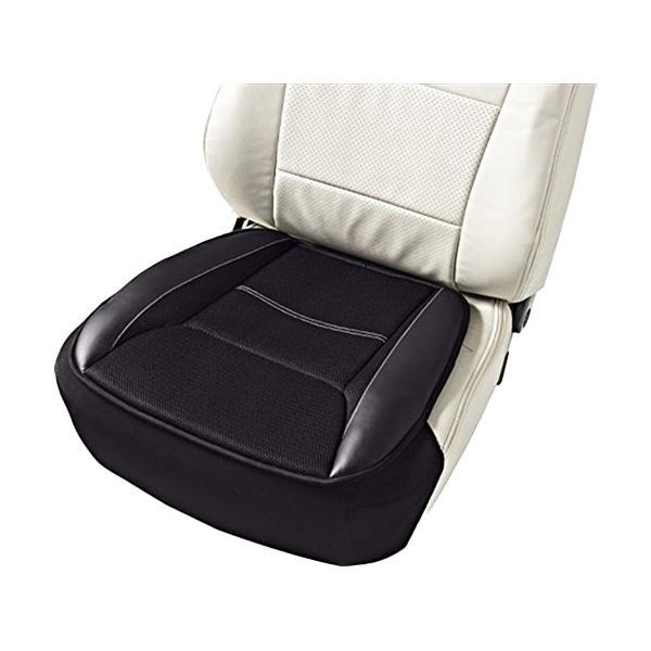 5346-43BK BONFORM シートクッション スポーツレザー 軽/普通車用 ヒップ型 スカート型ストッパー付き サイズ:48×50×5.5cm カラー:ブラック
