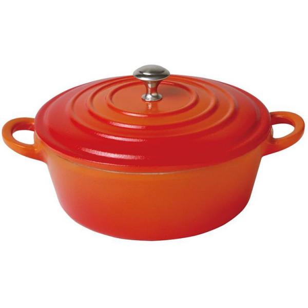 ヤマコー 鍋 健康料理鍋 丸型 オレンジ 780ml 783373