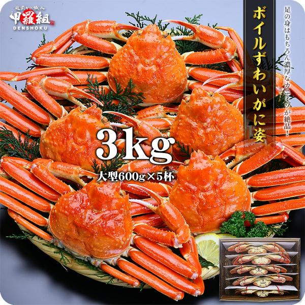 ズワイガニ 姿3kg 600g前後×5尾入