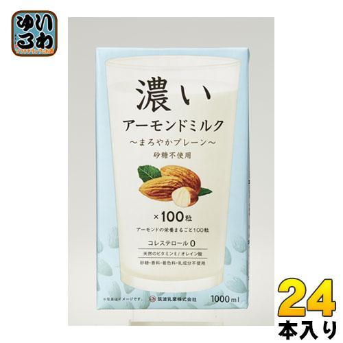 筑波乳業 濃いアーモンドミルク まろやかプレーン 1L 紙パック 24本 （12本入×2 まとめ買い）