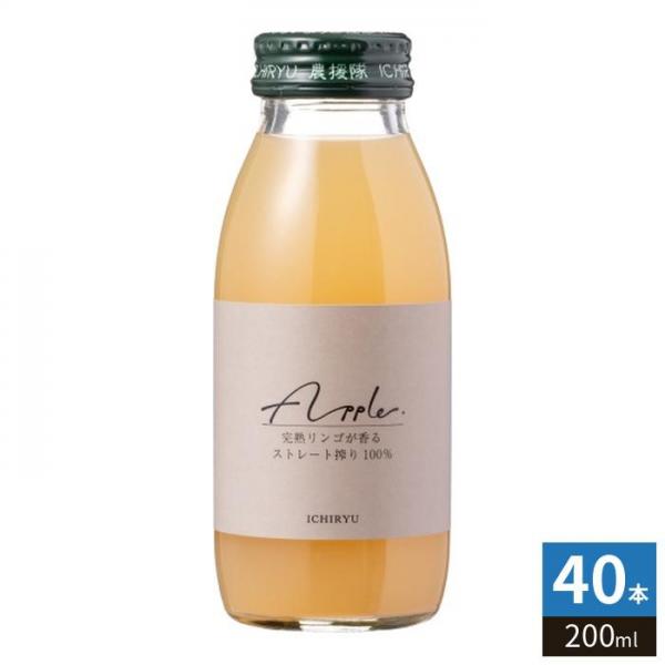 いち粒 完熟りんごジュース 200ml 瓶 40本 （20本入×2 まとめ買い） 果汁飲料 ストレート