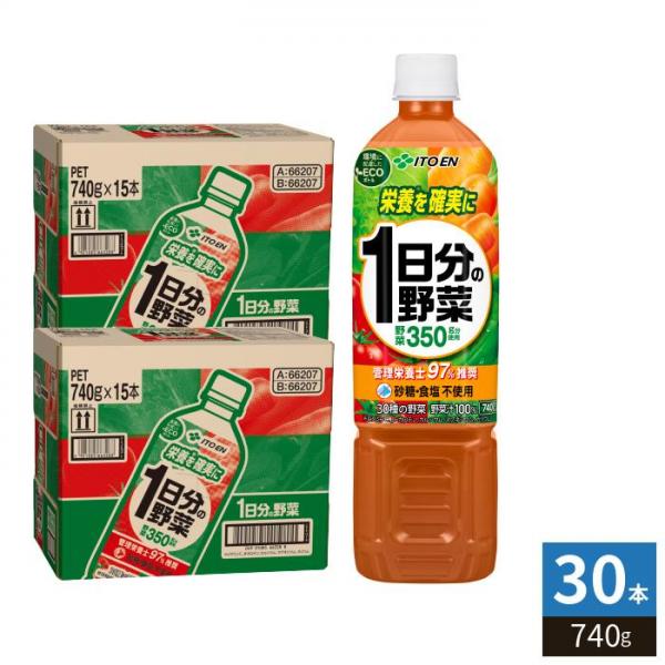 伊藤園 1日分の野菜 740g ペットボトル 30本 （15本入×2 まとめ買い） 野菜ジュース 砂糖食塩不使用 一日分の野菜