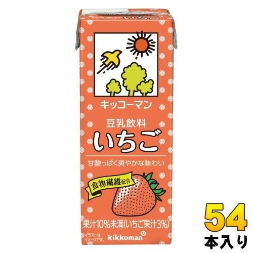 キッコーマン 豆乳飲料 いちご 200ml 紙パック 54本 （18本入×3 まとめ買い） イソフラボン ダイズ