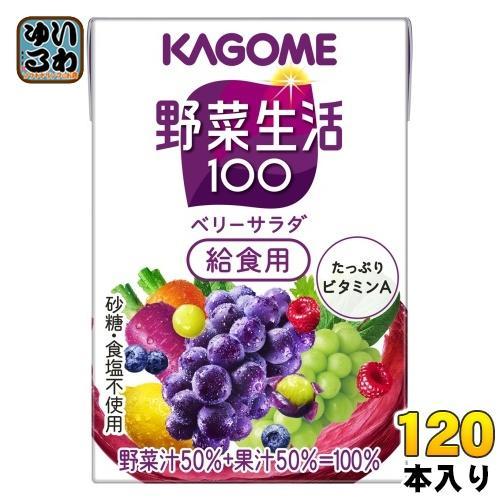 カゴメ 野菜生活100 ベリーサラダ 給食用 100ml 紙パック 120本 （30本入×4 まとめ買い） 野菜ジュース 紫の野菜と果実 砂糖不使用