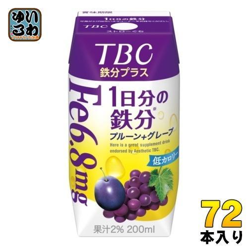 森永乳業 TBC 鉄分プラス 1日分の鉄分 プルーン＋グレープ 200ml 紙パック 72本 （24本入×3 まとめ買い） 果汁飲料 果実飲料 サプリメントドリンク