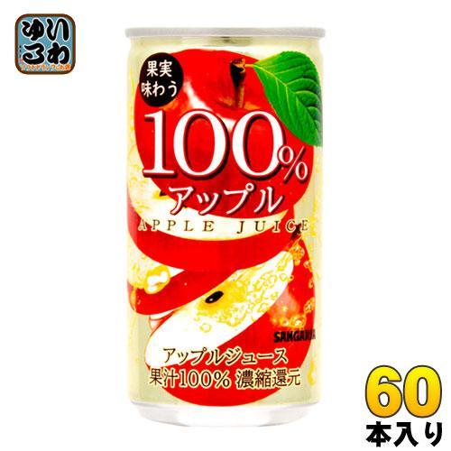 サンガリア 果実味わう 100％アップルジュース 190g 缶 60本 （30本入×2 まとめ買い）