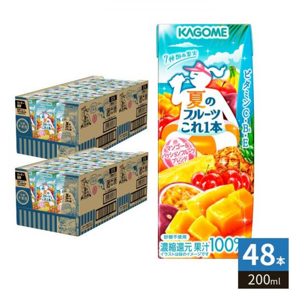 カゴメ 夏のフルーツこれ1本 パイン＆シトラスレモンブレンド 200ml 紙パック 48本 （24本入×2 まとめ買い） 果汁 これ1本 フルーツジュース コレイチ 果汁100％ 期間限定 季節限定