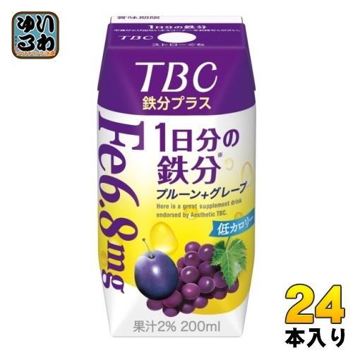 森永乳業 TBC 鉄分プラス 1日分の鉄分 プルーン＋グレープ 200ml 紙パック 24本入 果汁飲料 果実飲料 サプリメントドリンク