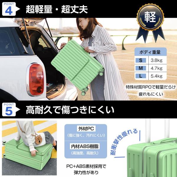 キャリーケース スーツケース Sサイズ 機内持ち込み フロントオープン 静音 キャリーバッグ カップホルダー付き USB充電ポート 360度回転