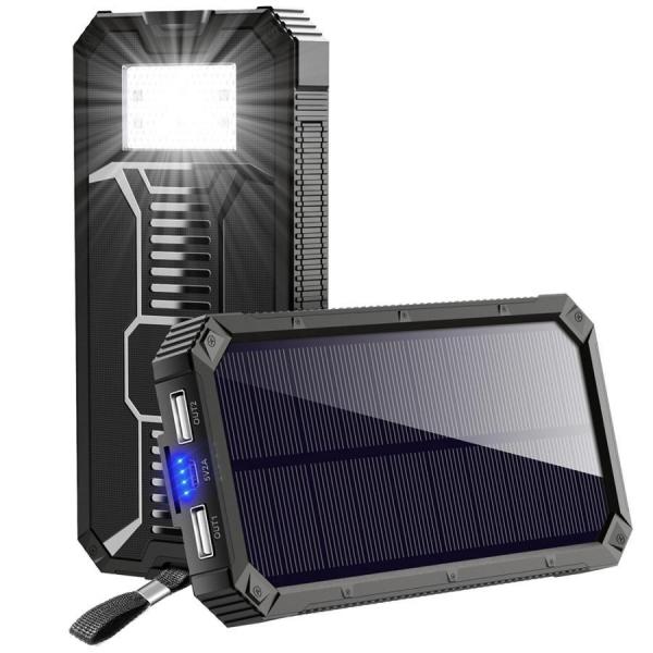 【防災備品】 モバイルバッテリー ソーラー 大容量 15000mAh 軽量 充電器 2台同時充電 iPhone/Android対応 急速充電 PSE認証済 地震 防災 敬老の日 プレゼント