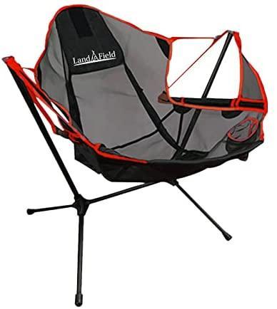 LandField 折りたたみ スイングチェア LF-OSC010-RD レッド アウトドア ヘッドレスト付き ドリンクホルダー付き ゆらゆら チェア イス ブランコ アウトドアチェア キャンプ レジャー チェアリング 工具不要 キャンピング 【公式】