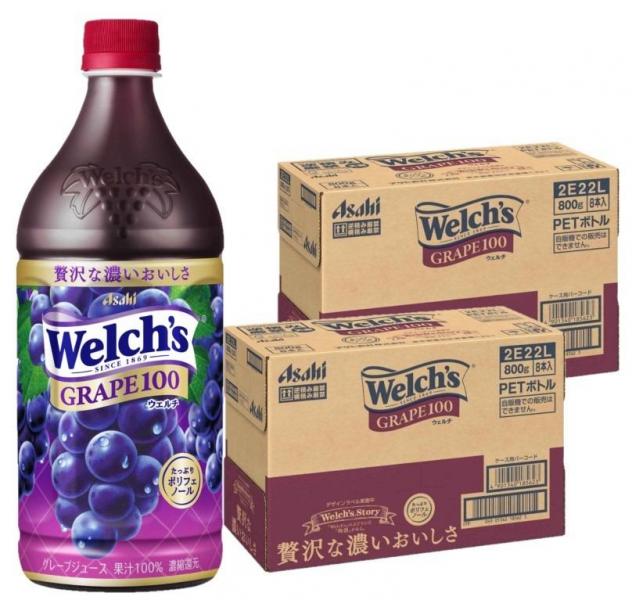 アサヒ飲料 Welch’s ウェルチ グレープ100・800ml×2ケース/16本