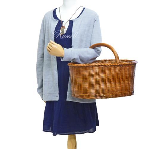 型番027 籐かごバスケット ピクニック ペットハウス 収納カゴ だ円深型 【かごのお店ラッセル】