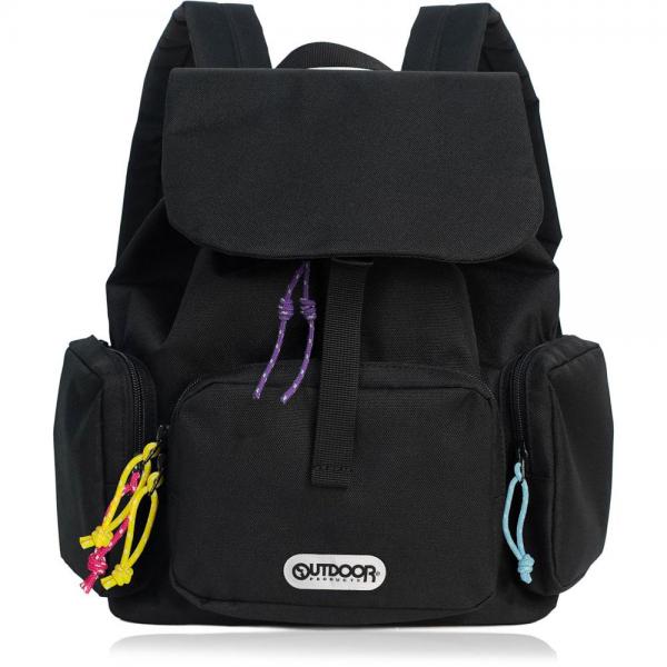 アウトドアプロダクツ OUTDOOR PRODUCTS トリプルポケット フラップ ミニリュック ブラック1（ホワイトラベル×カラー引手） 6,490円