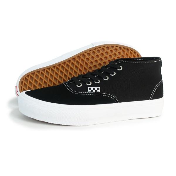 25cm 【並行輸入品】バンズ VANS スニーカー メンズ スケート オーセンティック ミッド ブラック/ホワイト SKATE AUTHENTIC MID VN000EEQY28