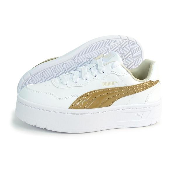 プーマ PUMA スニーカー レディース 厚底 ウィメンズ コート ラリー スカイ メタル 405077_01 プーマホワイト/ゴールド COURTLALLY SKY METAL