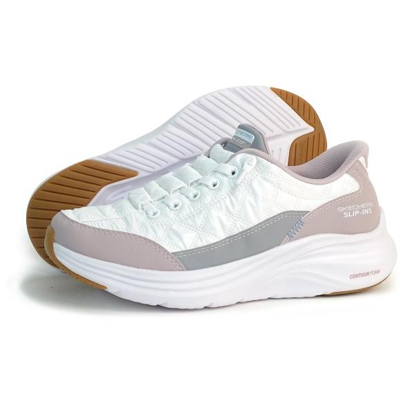 22.5cm SKECHERS スケッチャーズ スニーカー レディース スリップインズ コンツアーフォーム コージーフィット 150404 WLV ホワイト/ラベンダー CONTOUR FOAM