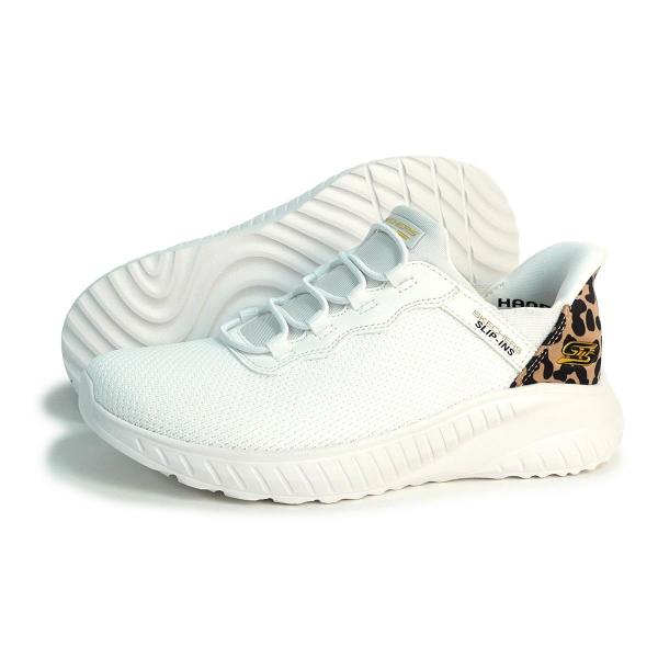 22cm SKECHERS スケッチャーズ スニーカー レディース スリップインズ ボブス スポート スクワッド カオス シーズ ジ アワー ホワイト 117499 WHT