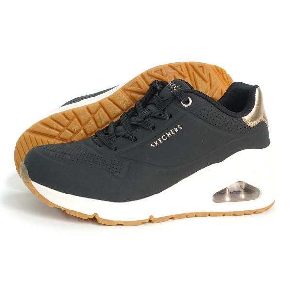 23cm SKECHERS スケッチャーズ スニーカー レディース ウノウェッジ ハイ ステップス 177520 BLK ブラック UNO WEDGE