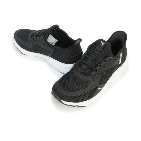 23cm プーマ PUMA スニーカー スリッポン メンズ レディース ソフトライド フレックスレース イーズイン ALT ワイド ランニングシューズ 311996_01 ブラック/ホワイト