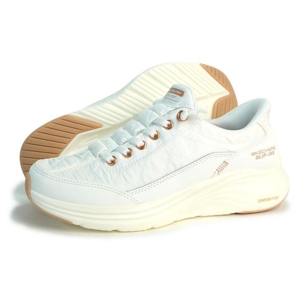 23cm SKECHERS スケッチャーズ スニーカー レディース スリップインズ コンツアーフォーム コージーフィット ゴールデンアワー 150413 WTRG ホワイト/ローズゴールド
