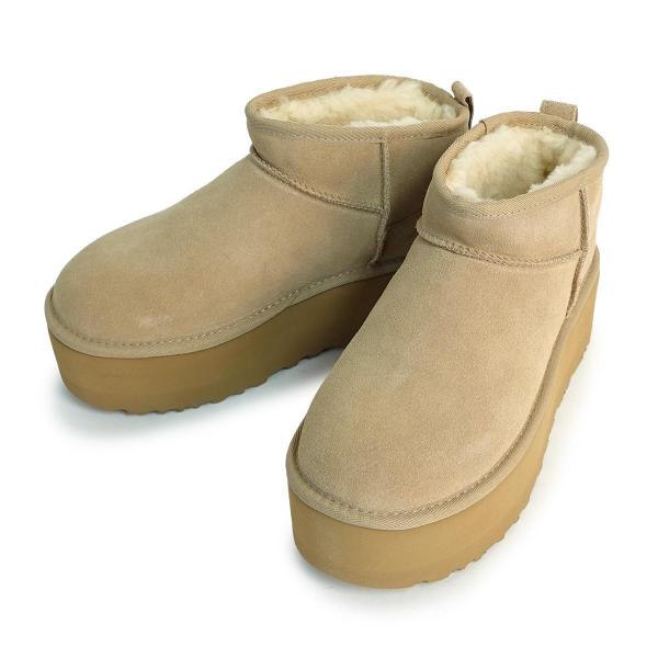 23cm 【並行輸入品】UGG アグ レディース ムートンブーツ 厚底 クラシック ウルトラ ミニ プラットフォーム Classic Ultra Mini Platform 1135092 サンド
