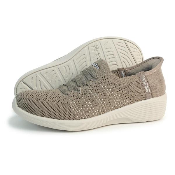 23.5cm SKECHERS スケッチャーズ スニーカー レディース スリップインズ スリッポン アーリア スウィフトリー 158918 DKTP グレー ARYA-SWIFTLY