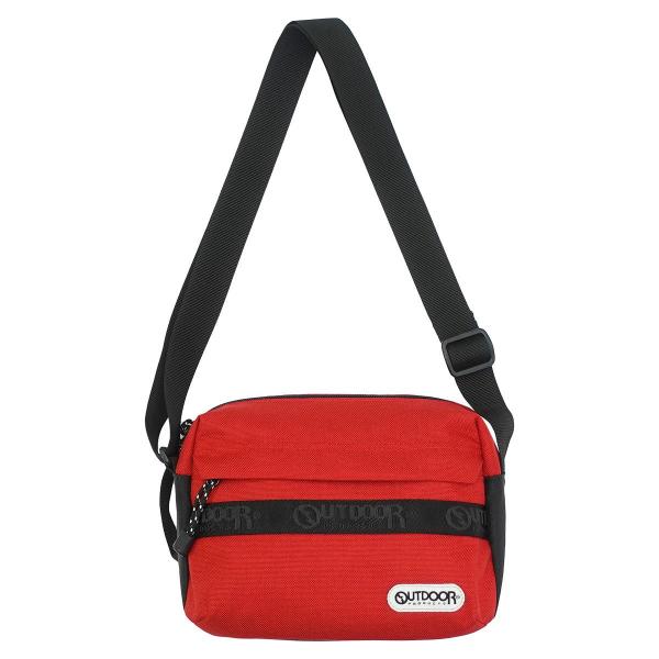 アウトドアプロダクツ OUTDOOR PRODUCTS ショルダーバッグ メンズ レディース ロゴテープ 小型 シンプル レッド