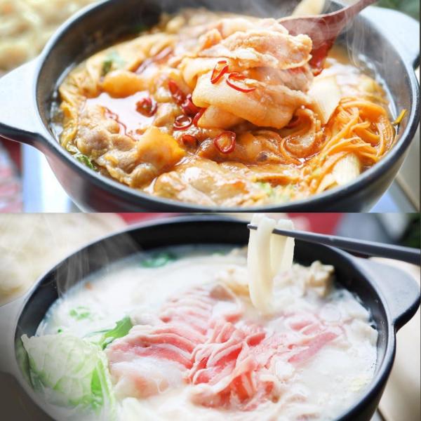 しゃぶまる オリーブ豚 紅白鍋 （チゲ鍋 ＆ 豆乳鍋） セット （8人前（各4人前）） 7,378円