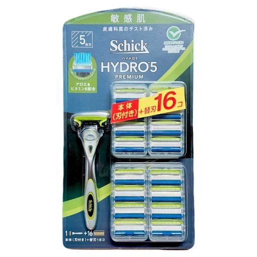シック ハイドロ5プレミアム 5枚刃 敏感肌用 本体＋替刃16個 Schick 緑