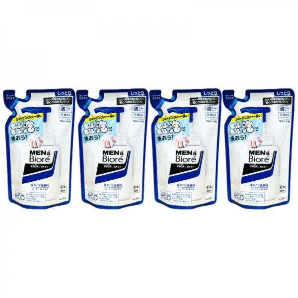 メンズビオレ 泡洗顔料 泡タイプ洗顔 つめかえ用 130ml 4個セット 詰め替え 洗顔料 青のパッケージ