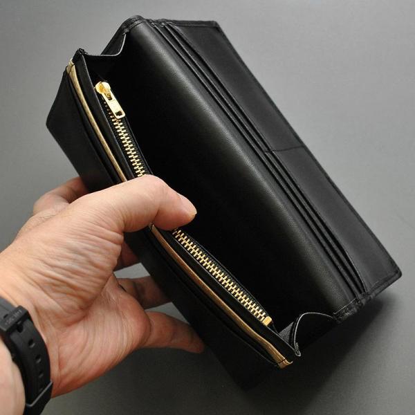 【BEAMZSQUARE】シープスキン紳士長財布 BZSQ-252 羊革長札入れ /売れ筋の開運カラー ネイビー×1個