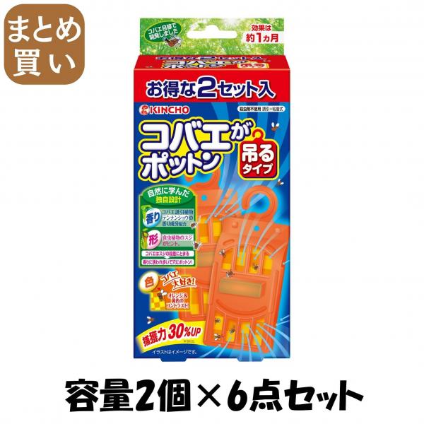 【まとめ買い】コバエがポットン 吊るタイプT 2個入 容量2個×6点セット 大日本除虫菊（金鳥）   殺虫剤・コバエ