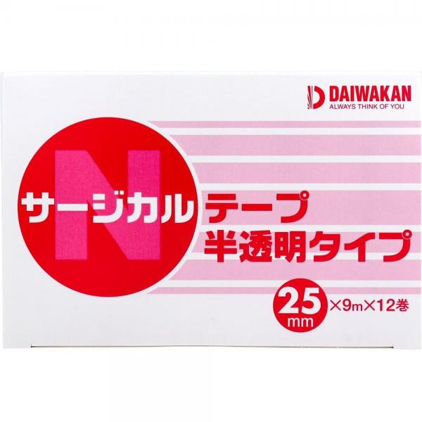 サージカルテープ 半透明タイプ 25mm×9m×12巻入