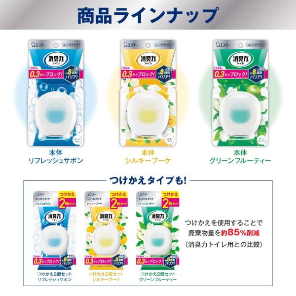 【まとめ買い】消臭力 コンパクト トイレ用 つけかえ2個セット シルキーブーケ 容量2コ×24点セットエステー 芳香剤・トイレ用