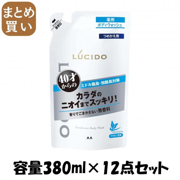【まとめ買い】ルシード 薬用デオドラントボディウォッシュ つめかえ用 （医薬部外品） 容量380ML×12点セット ボディソープ