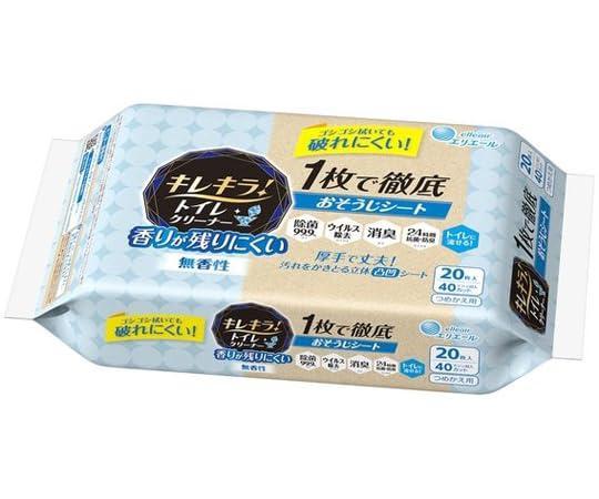 キレキラ！トイレクリーナー 1枚で徹底おそうじシート 香りが残りにくい無香性 つめかえ用20枚容量20マイ