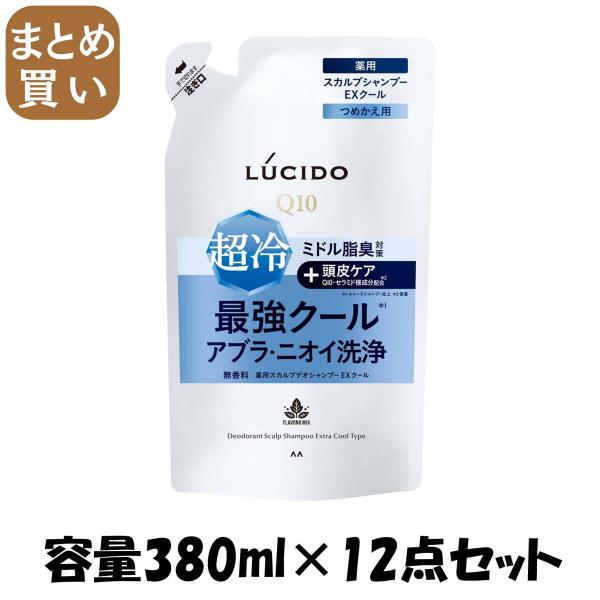 【まとめ買い】ルシード 薬用スカルプデオシャンプー EXクールタイプ つめかえ用 （医薬部外品）  容量380ML×12点セットシャンプー