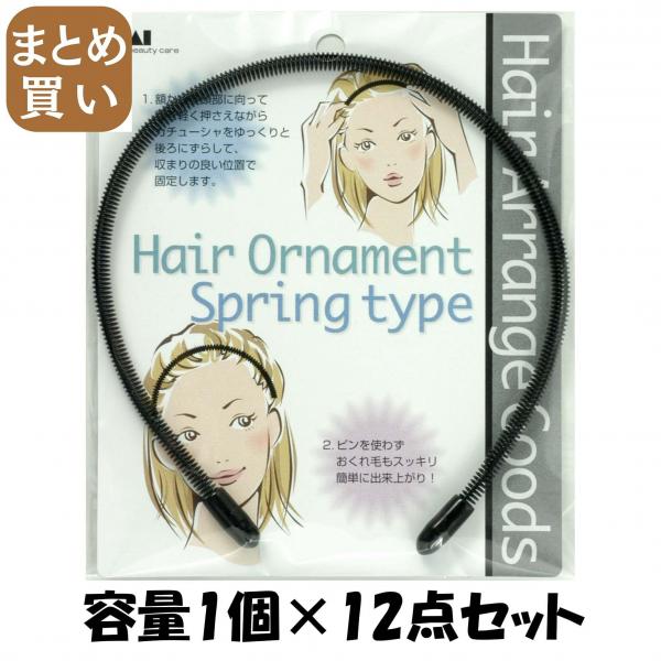【まとめ買い】HA1301スプリングタイプカチューシャ黒 容量1個×12点セット 貝印   スタイリング