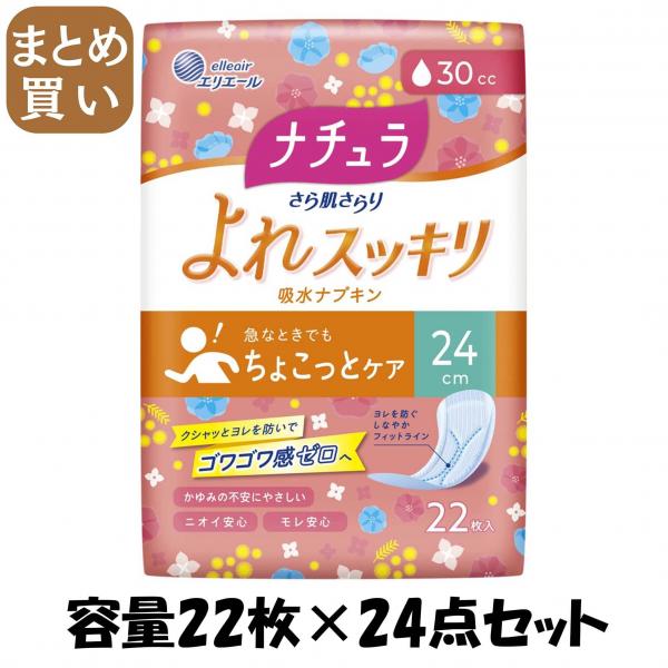 【まとめ買い】ナチュラさら肌さらりよれスッキリ吸水ナプキン24cmロング30cc22枚 容量22マイ×24点セット大王製紙 生理用品 11,398円