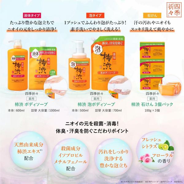 【まとめ買い】四季折々 薬用 柿渋 ボディソープ 本体 600ml 容量600ML×16点セット 熊野油脂   ボディソープ