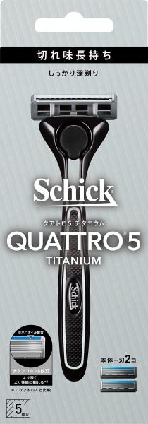 クアトロ5チタニウム ホルダー（刃付き＋替刃1コ） 容量1ホンシック（Schick） 男性用カミソリ