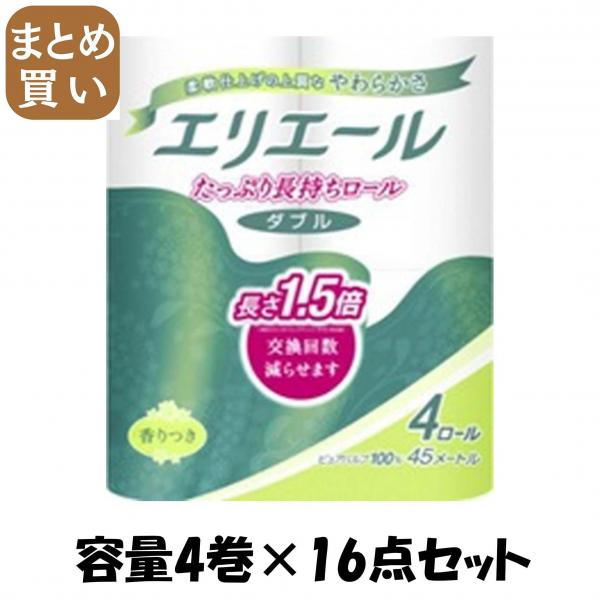 【まとめ買い】エリエールトイレットティシューコンパクト4R（ダブル） 容量4マキ×16点セット 大王製紙   トイレットペーパー