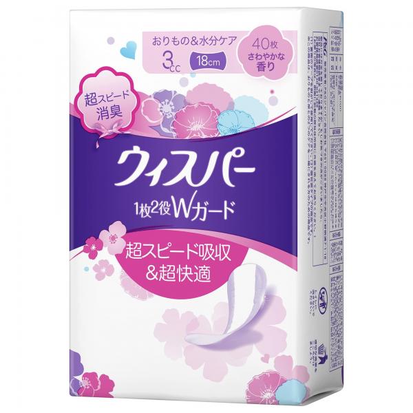 【まとめ買い】ウィスパー1枚2役Wガード 3cc 40枚 さわやかな香り 容量40マイ×16点セット P＆G   生理用品